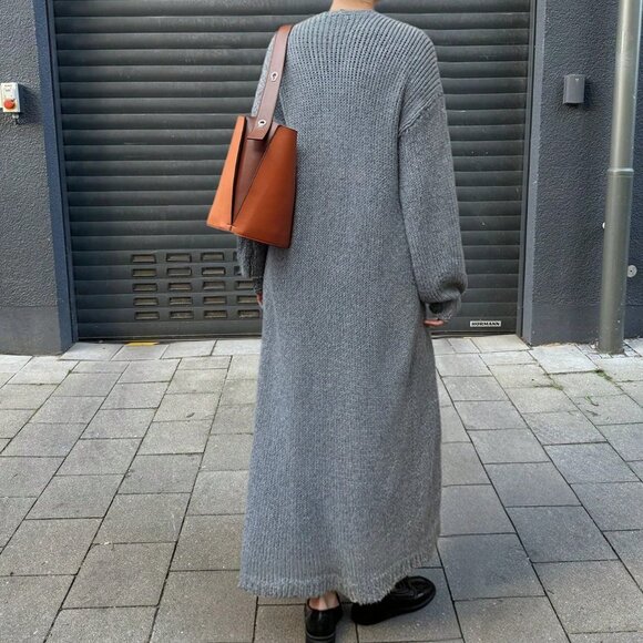 Grey Casual Women's Loose Fit Christmas Sweater Cardigan - Picture 2 of 9